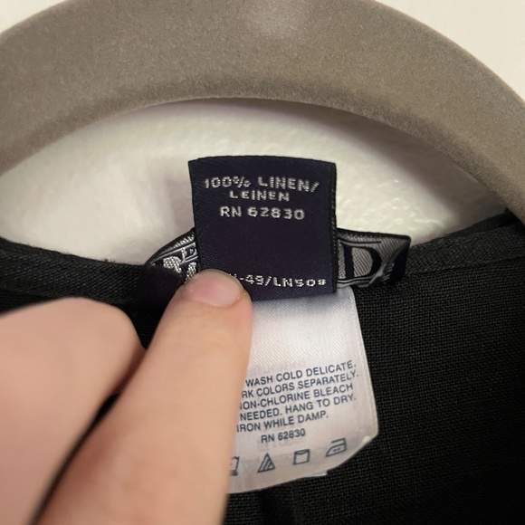 Vintage Lands' End Black Linen Button Down Hoodie - Picture 3 of 6